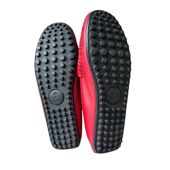 Gucci Red Leather GG Monogram Loafers, Style 431063, Men’s UK 6.5 / US 7 - Picture 2 of 4